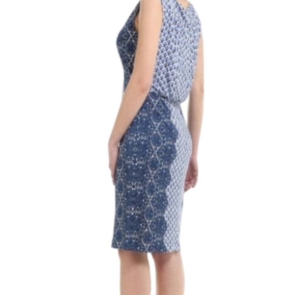 TORY BURCH Porter Dress | Size Small | Blue Geometric Print - Picture 5 of 14